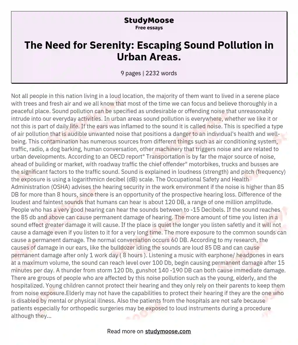 noise pollution essay for students