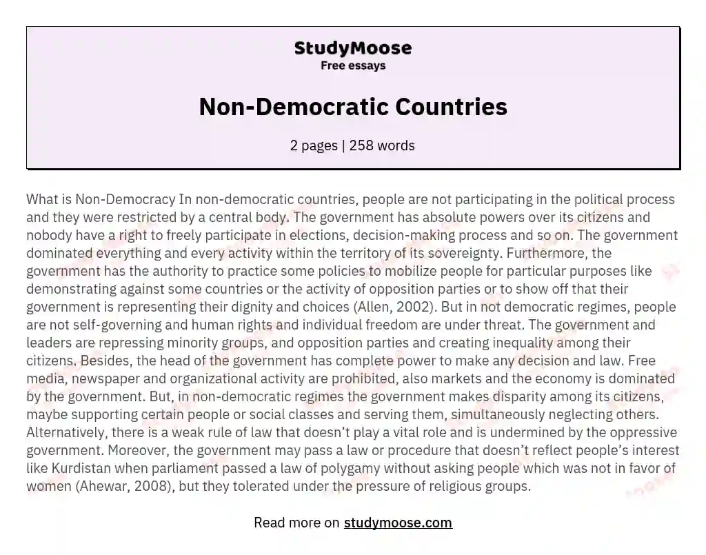 Non-Democratic Countries
