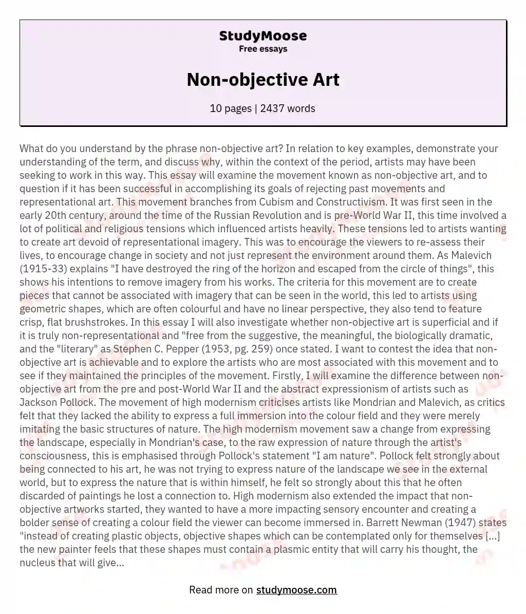 Non-objective Art essay
