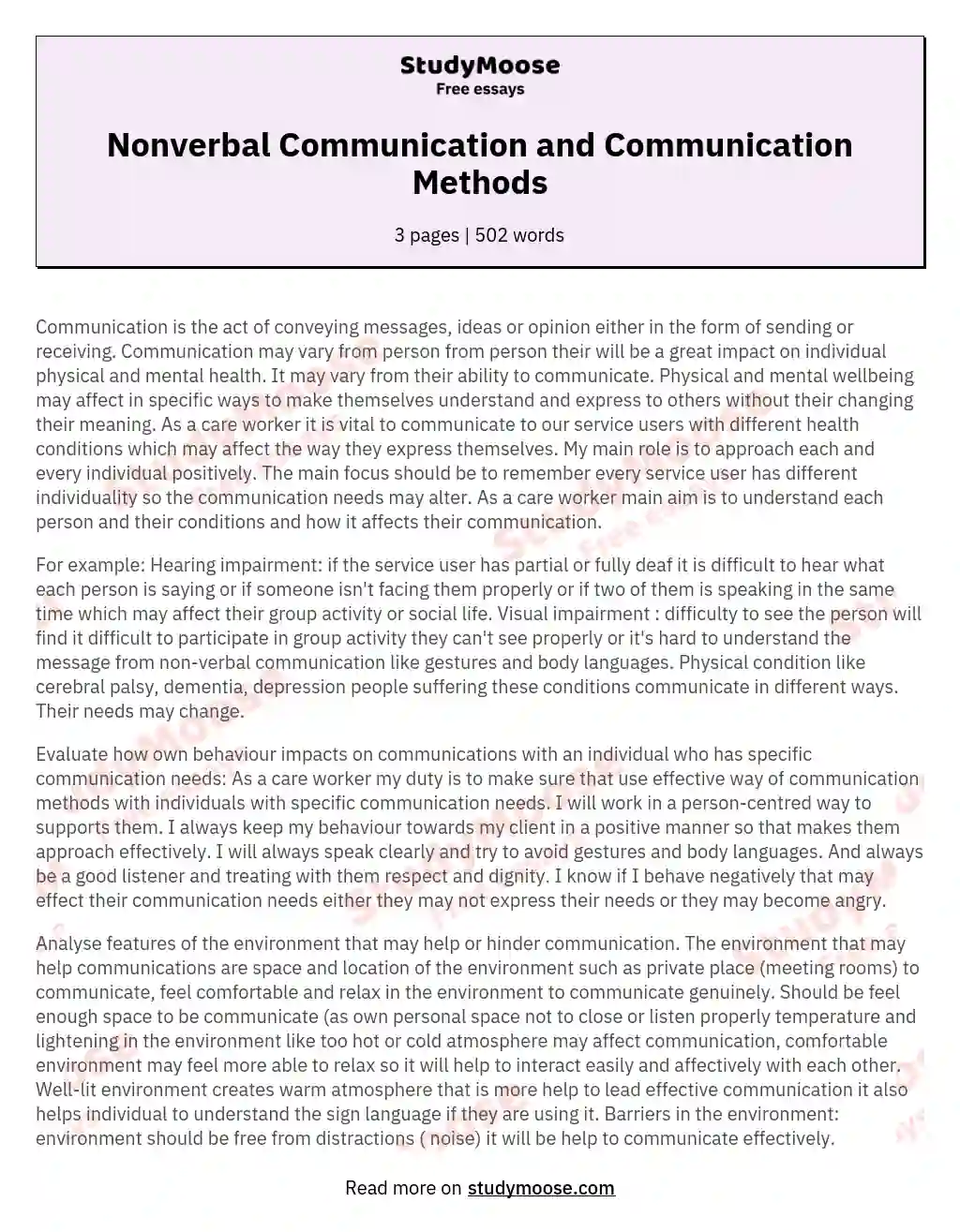 Nonverbal Communication and Communication Methods