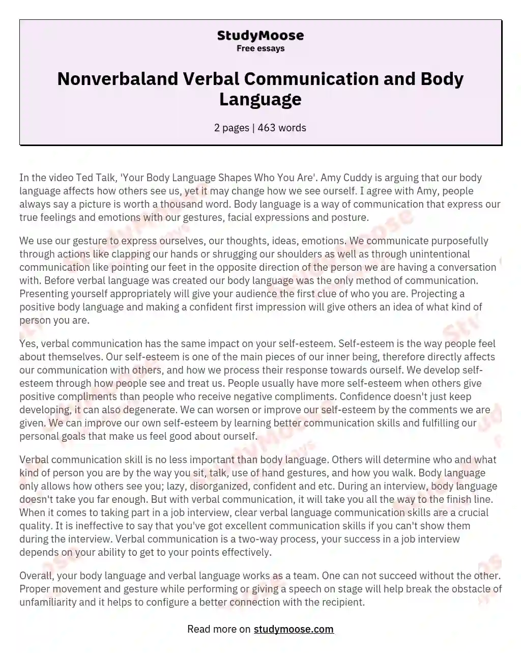 Nonverbaland Verbal Communication and Body Language
