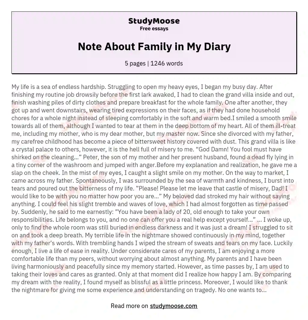 Note About Family in My Diary