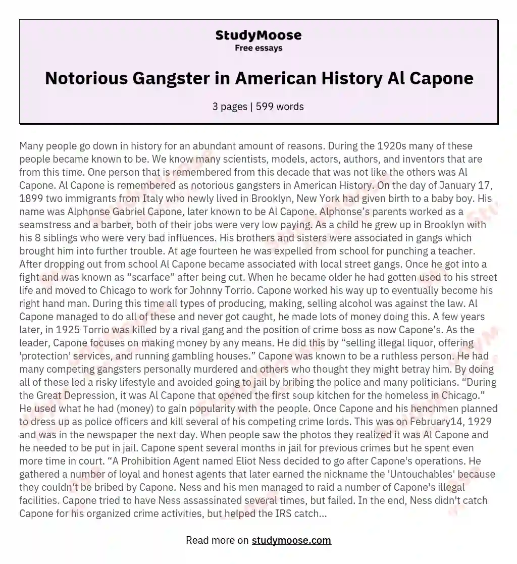 Notorious Gangster in American History Al Capone