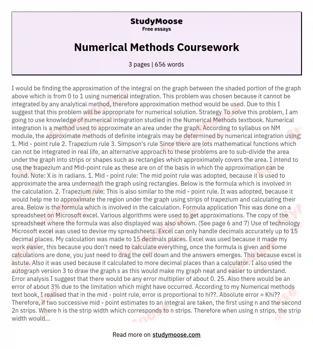 Numerical Methods Coursework essay
