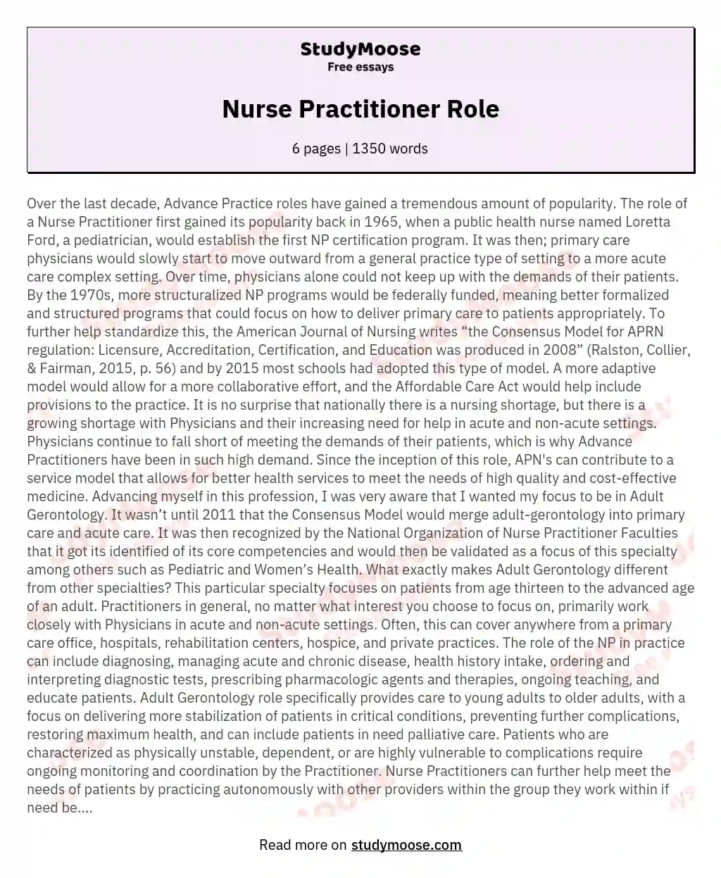 Nurse Practitioner Role