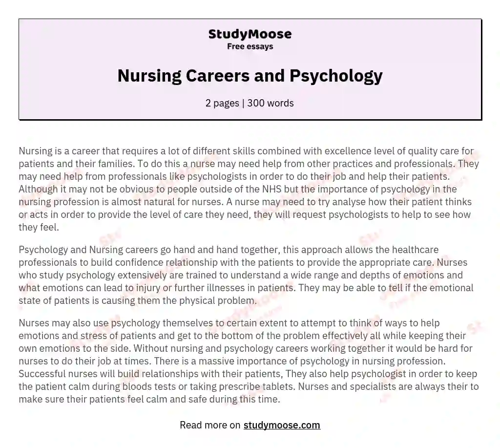 Nursing Careers and Psychology essay