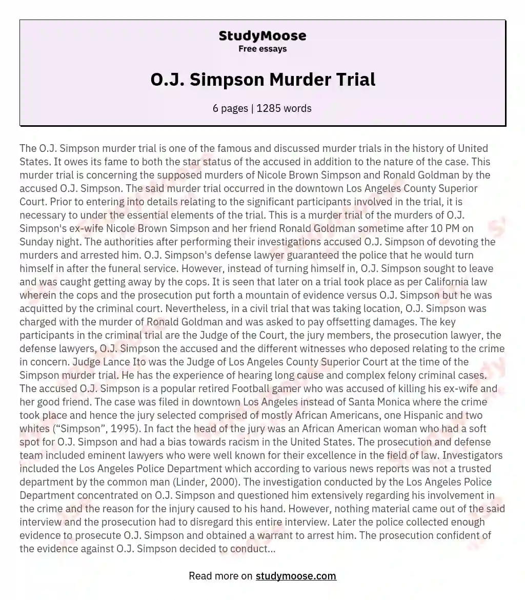 O.J. Simpson Murder Trial essay