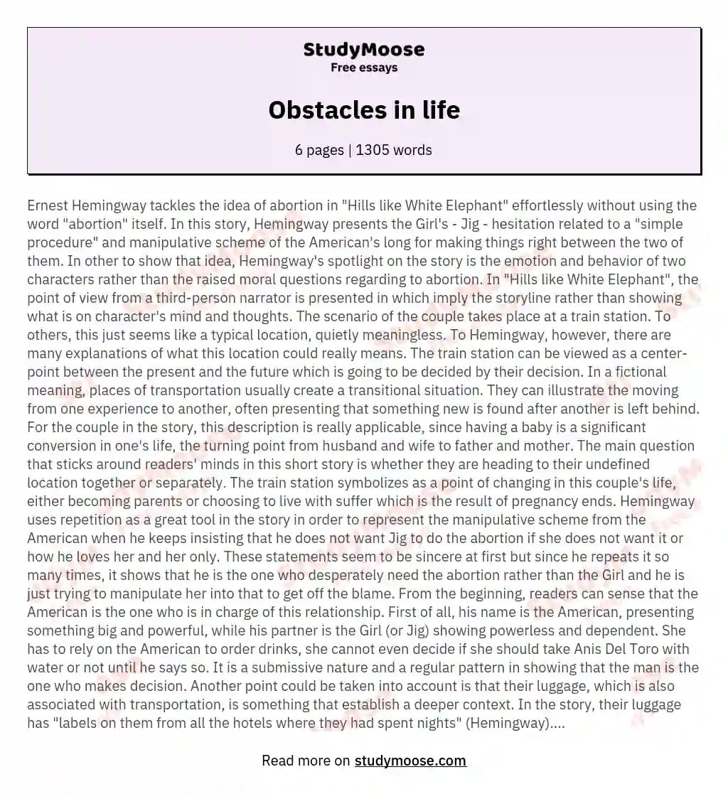 Obstacles in life essay