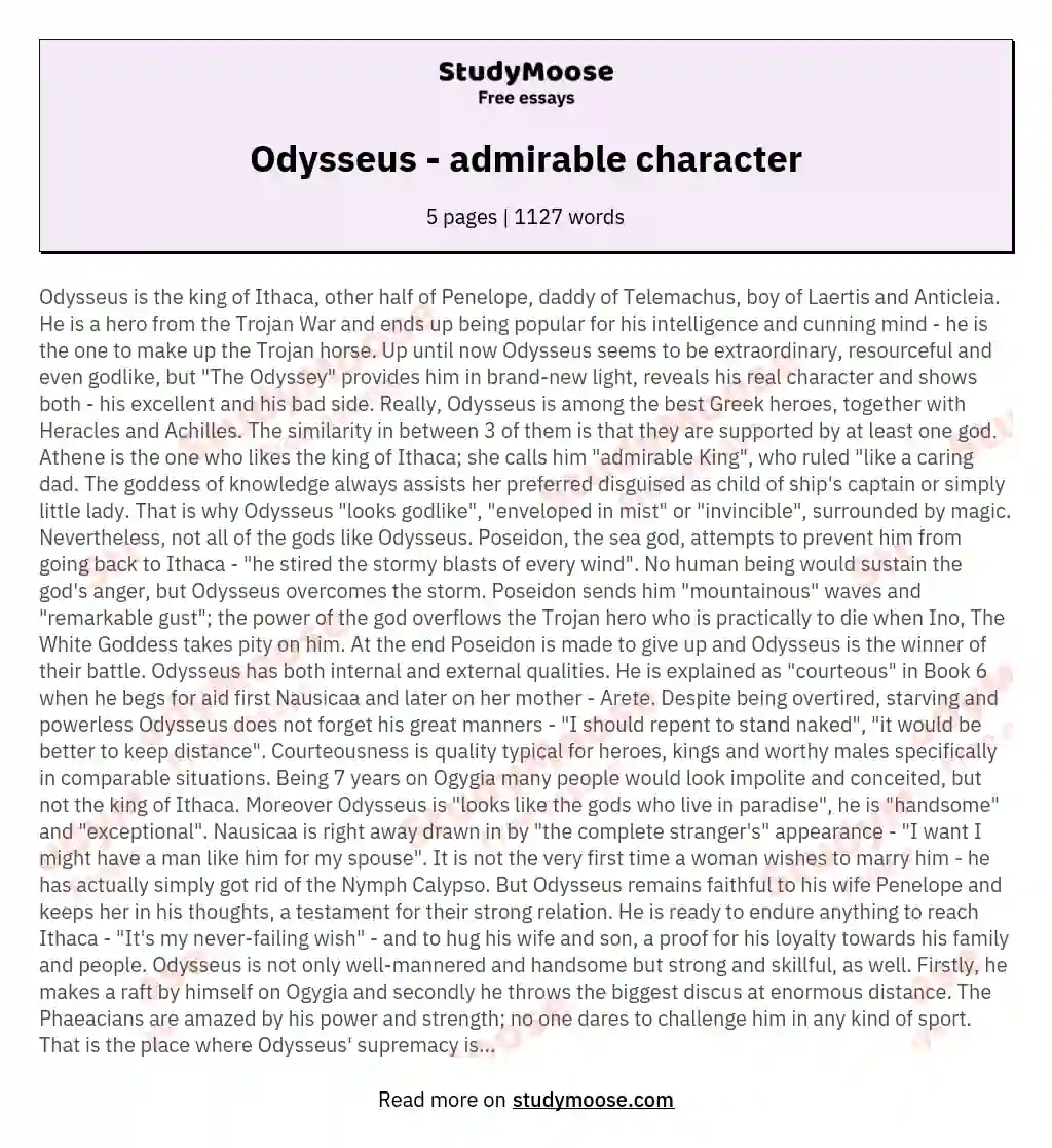 Odysseus - admirable character essay