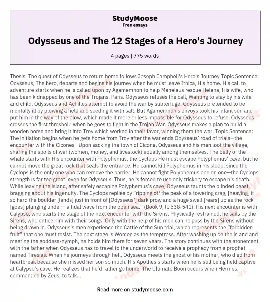 5 paragraph essay why odysseus is a hero