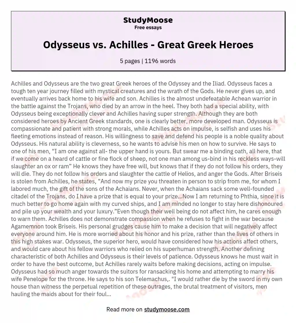 Odysseus vs. Achilles - Great Greek Heroes