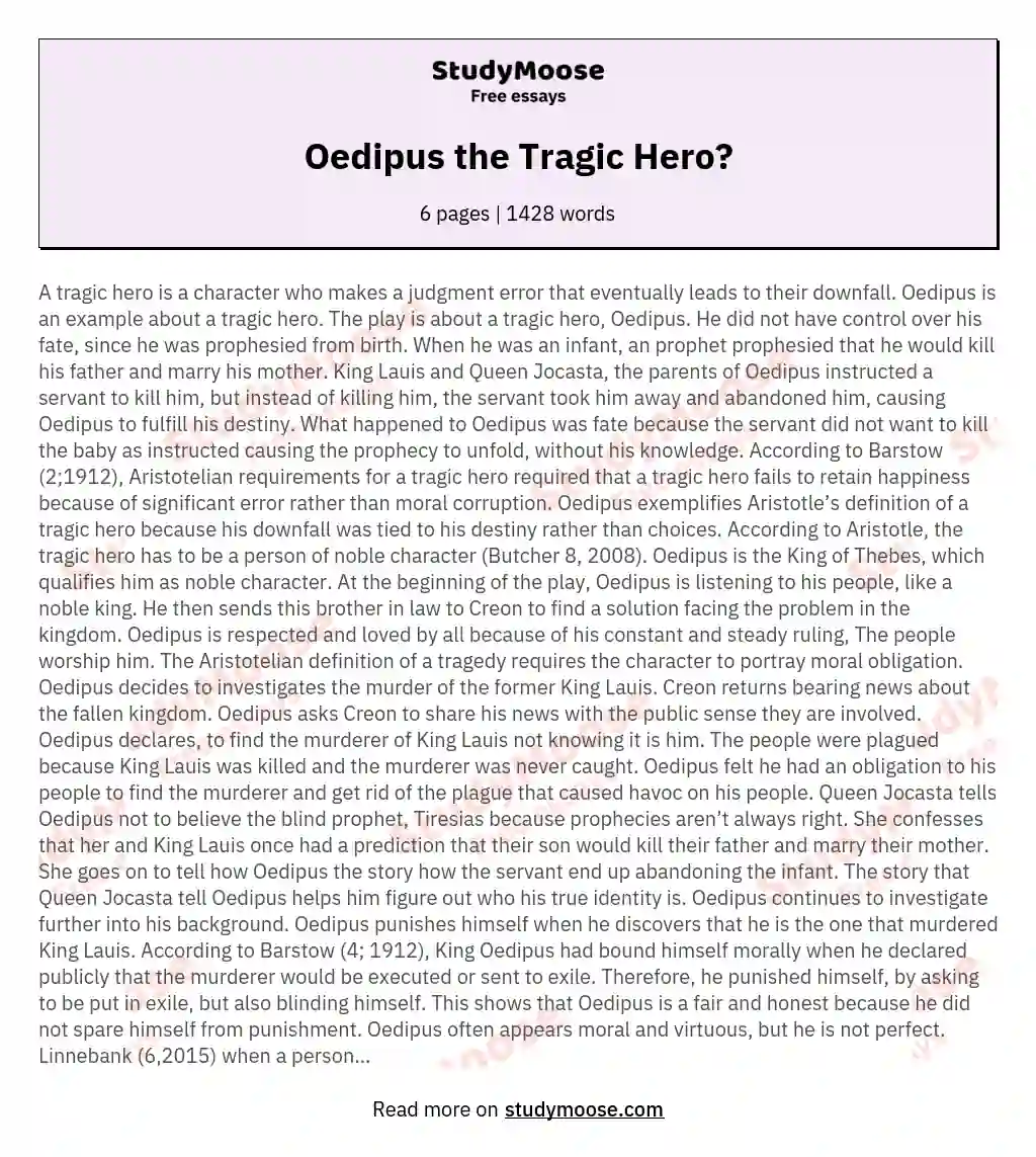 oedipus tragic hero essay