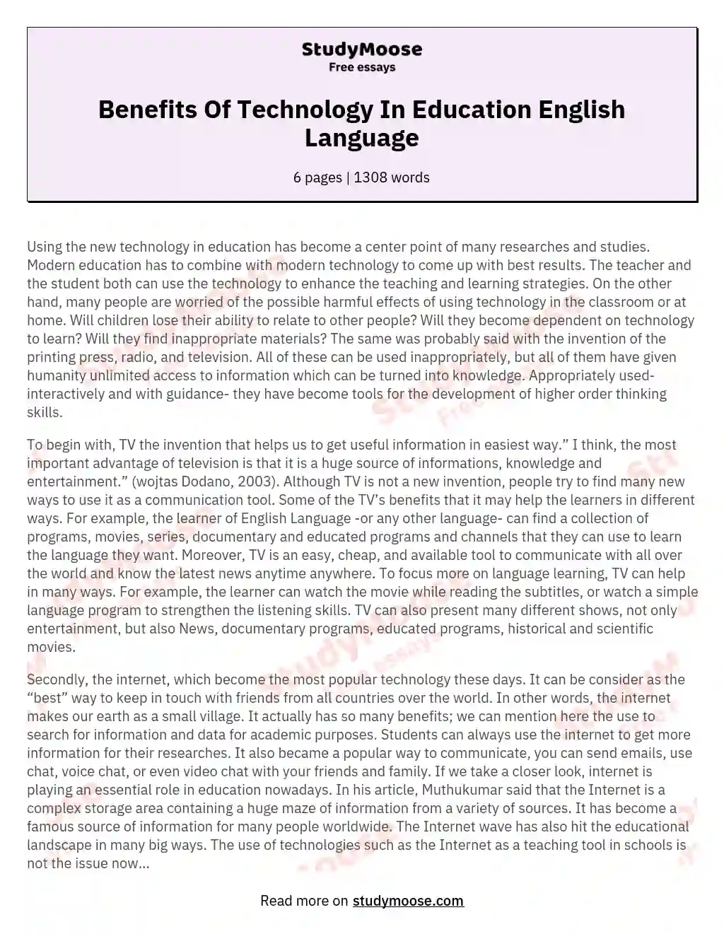 uses of technology in education essay