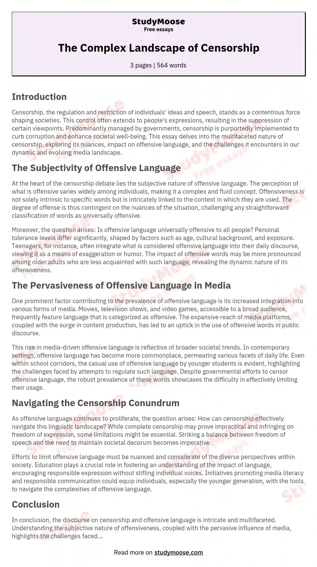 Should offensive language be censored?