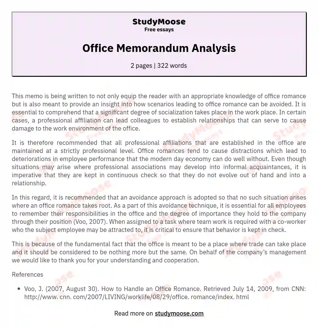Office Memorandum Analysis