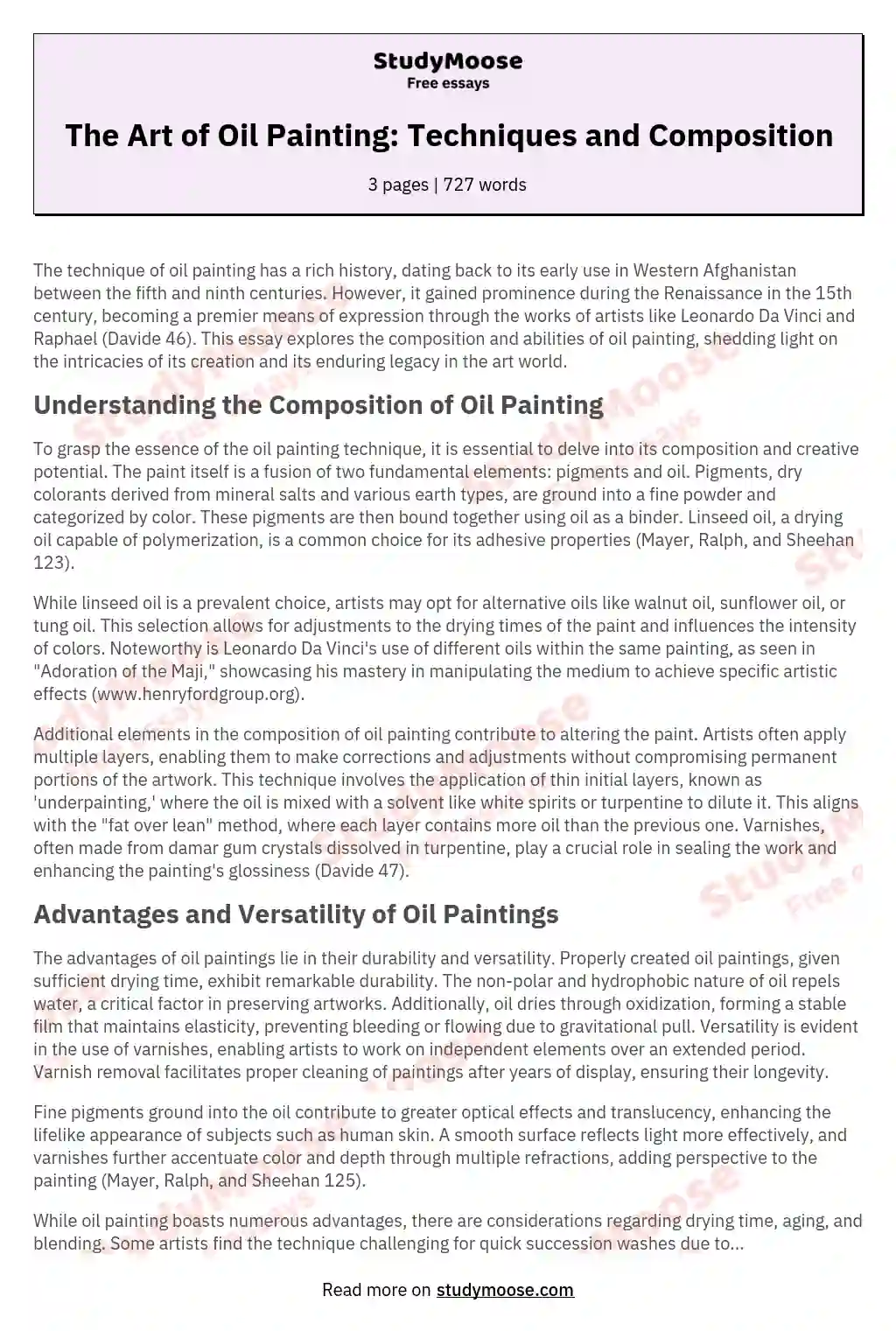 name of painting in an essay