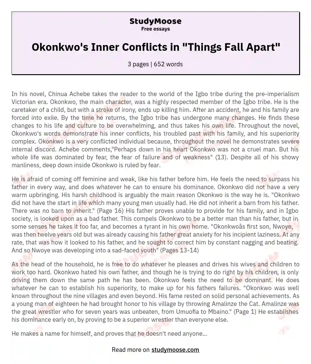 things fall apart okonkwo character analysis essay