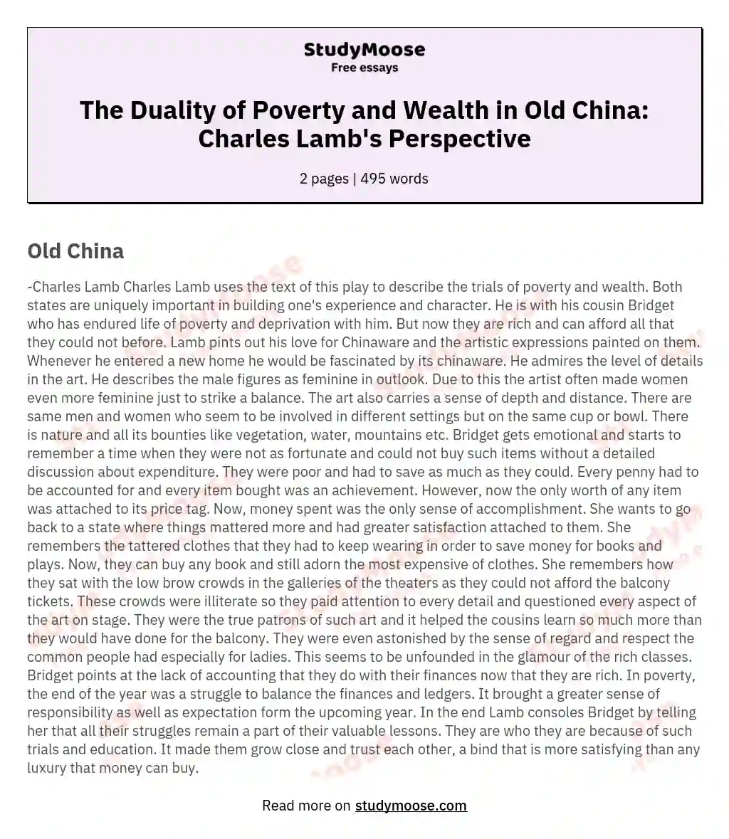 old china essay by charles lamb