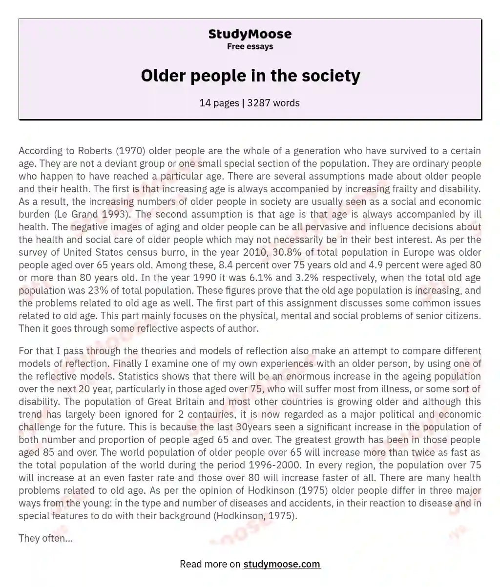Older people in the society essay