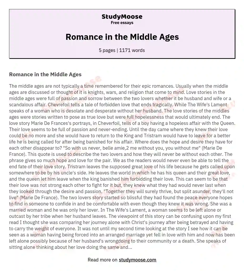 Romance in the Middle Ages