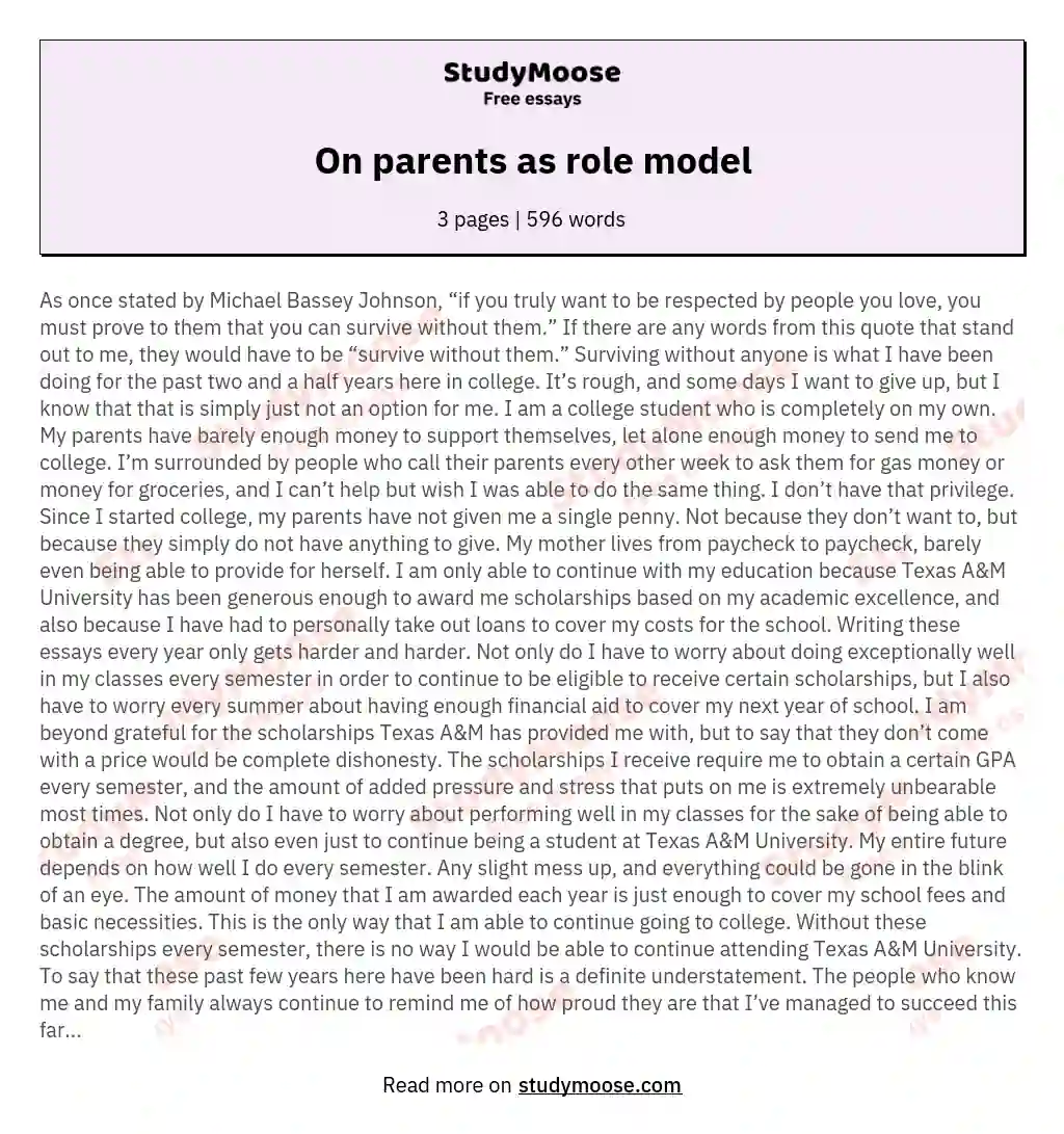 Оn parents as role model essay