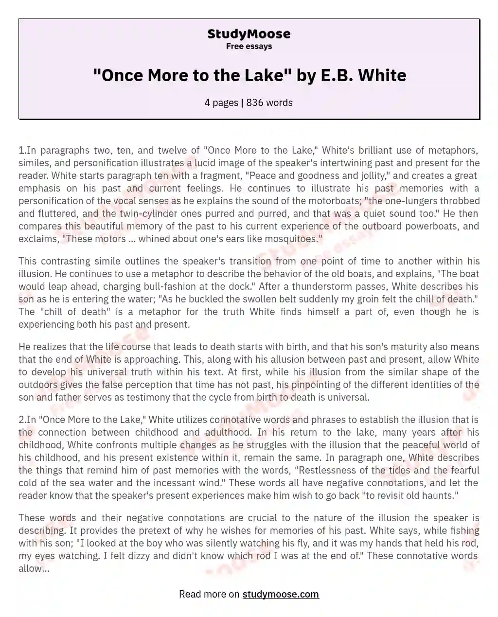 "Once More to the Lake" by E.B. White essay