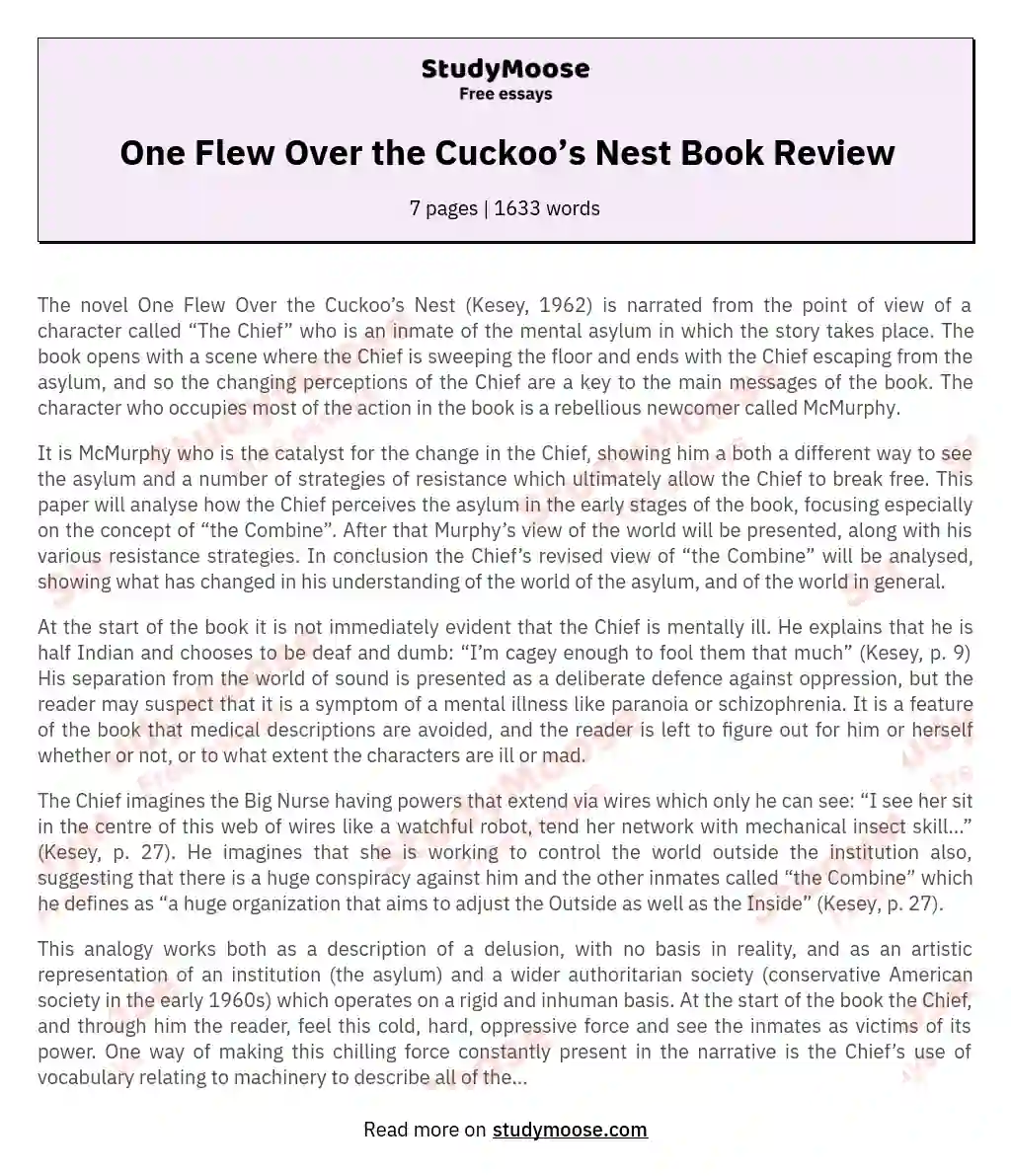 One Flew Over the Cuckoo’s Nest Book Review