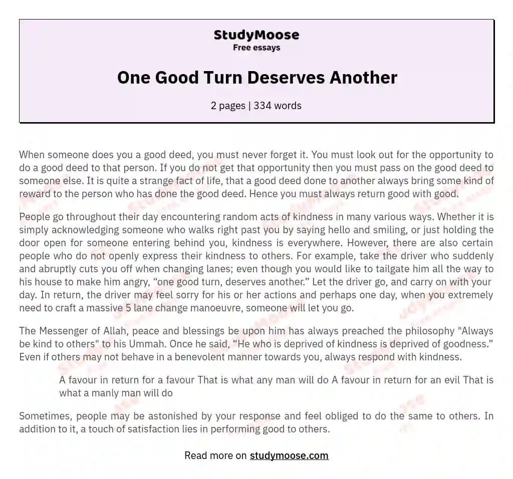 One Good Turn Deserves Another essay