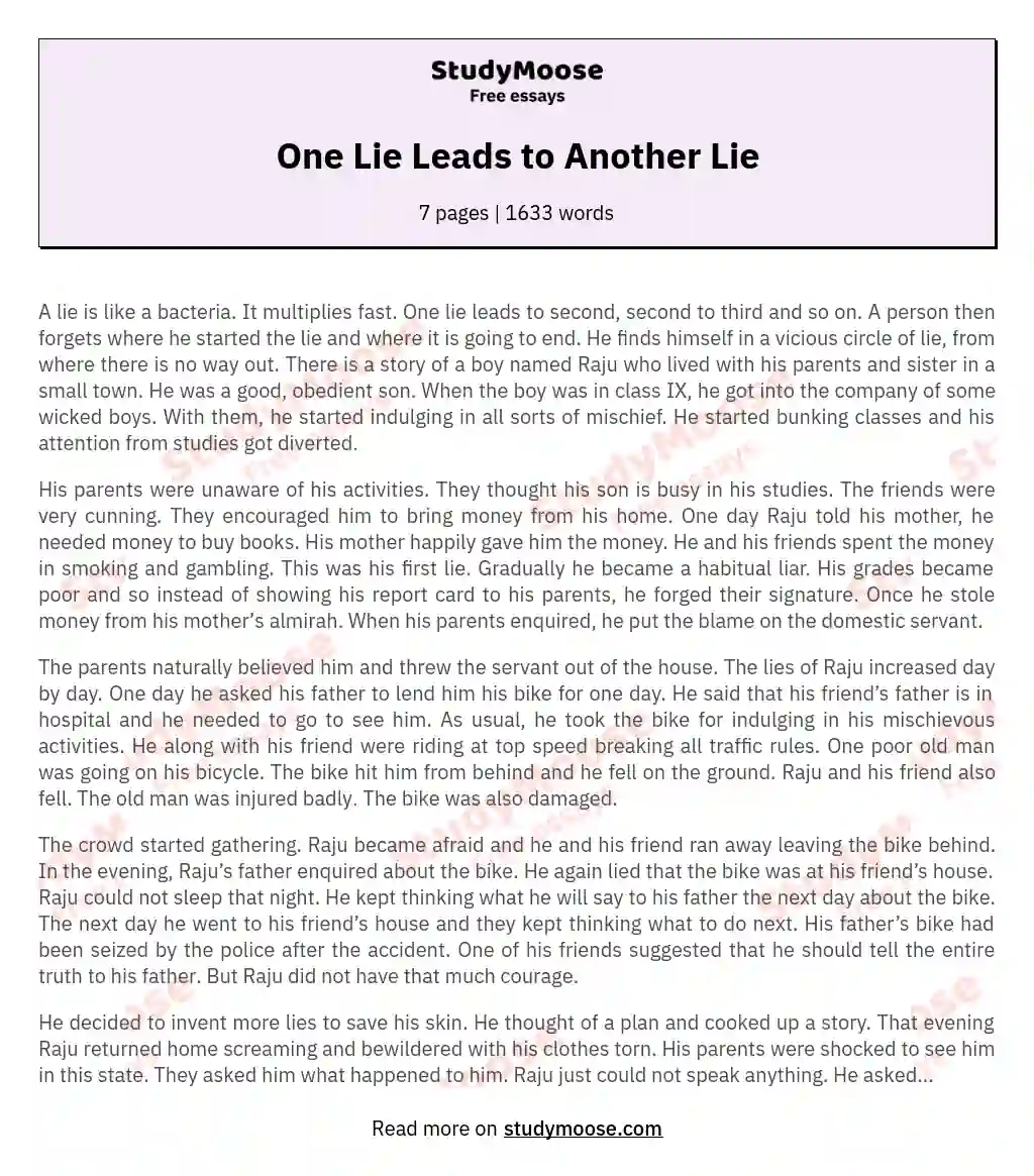 One Lie Leads to Another Lie essay