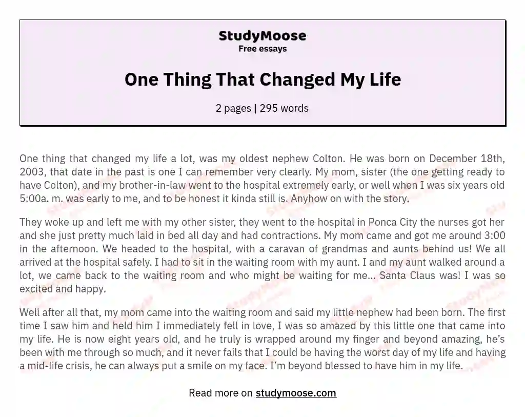a book that has changed my life essay
