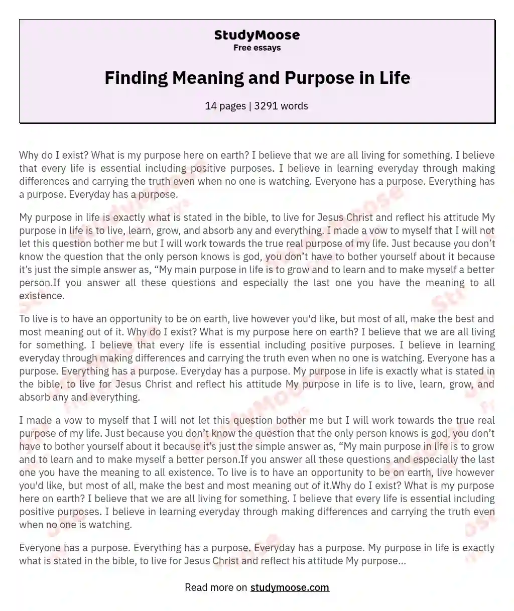 Finding Meaning and Purpose in Life essay
