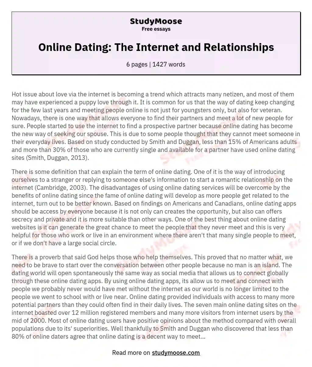 Online dating sites essay