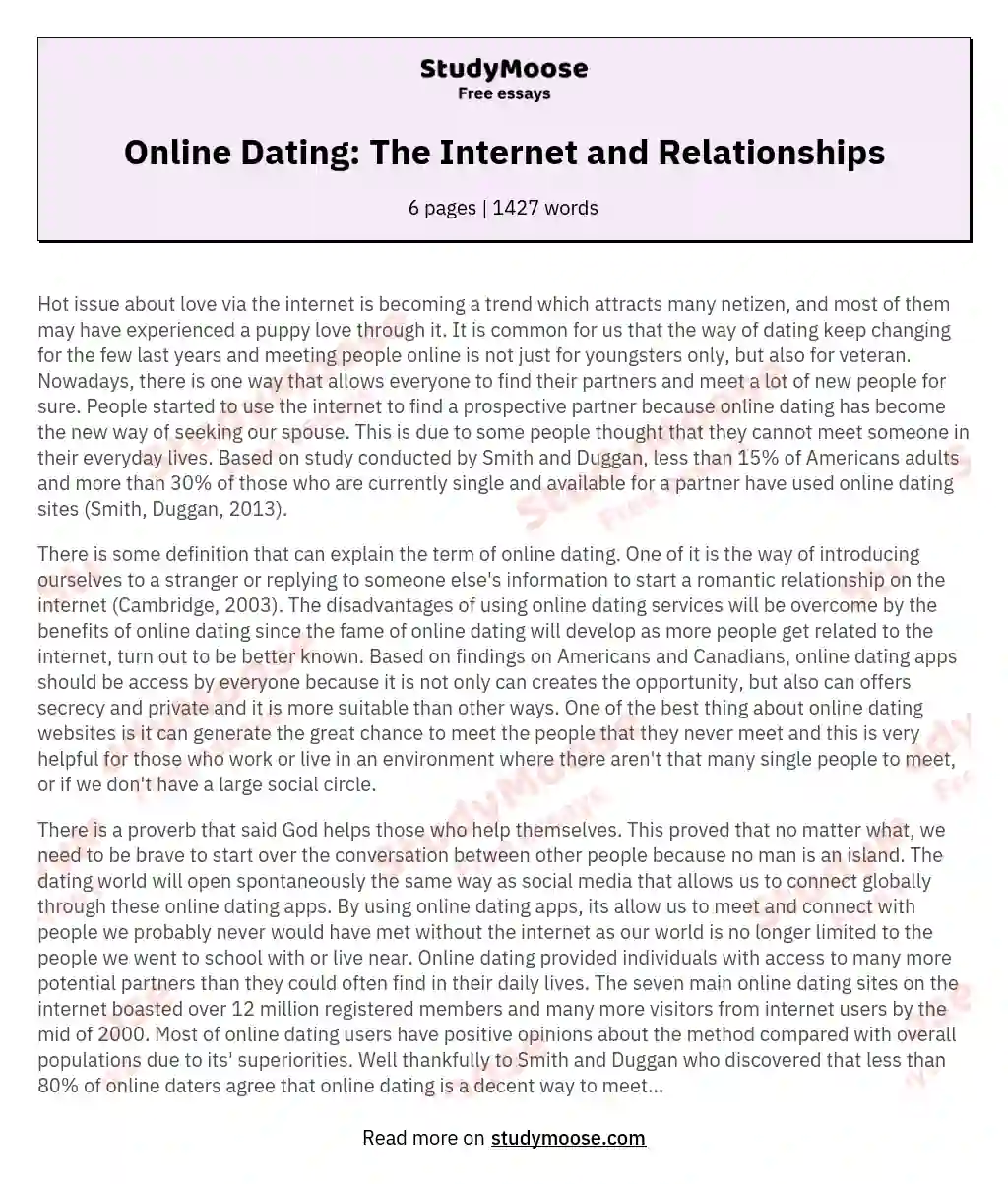 online dating dangers essay