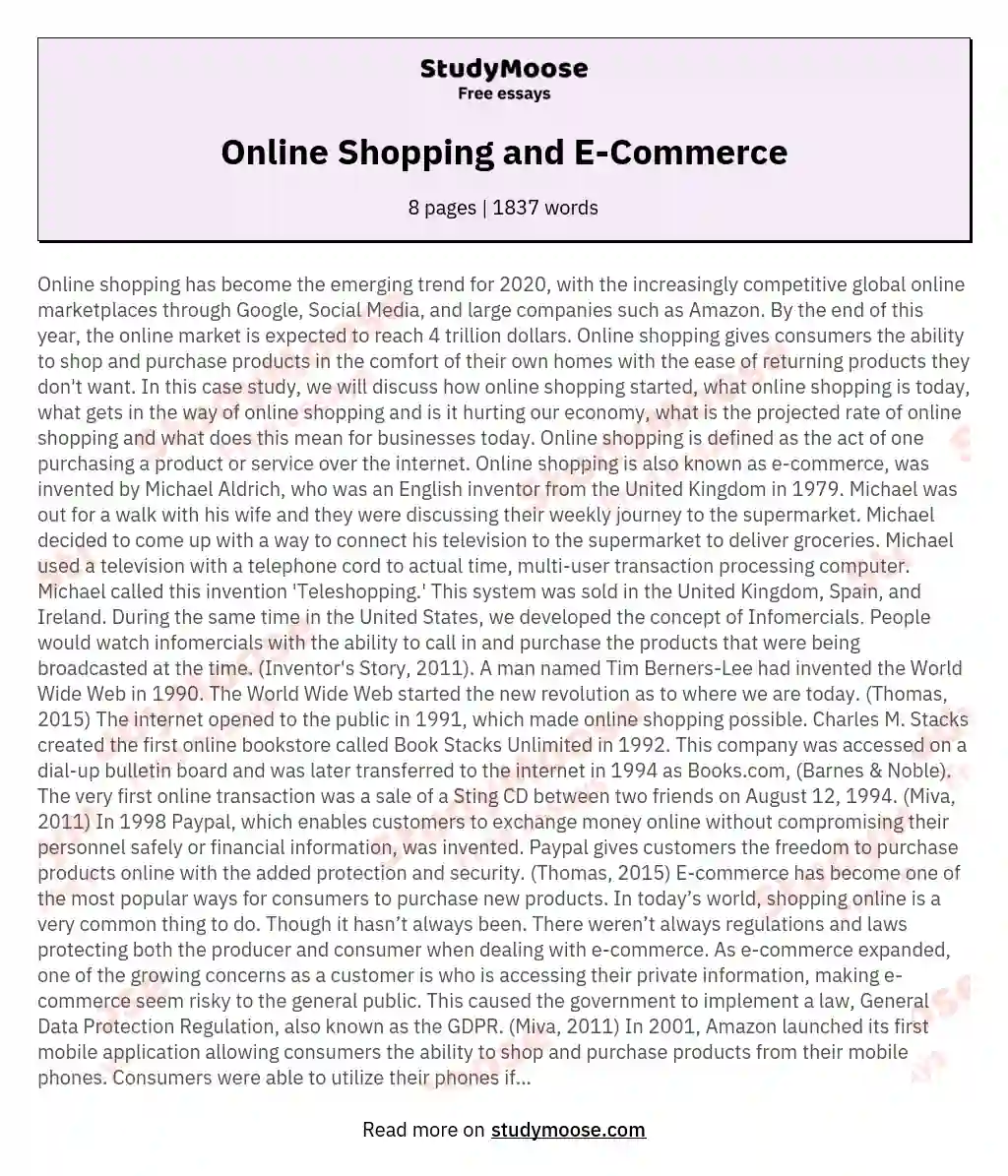 risk of online shopping essay