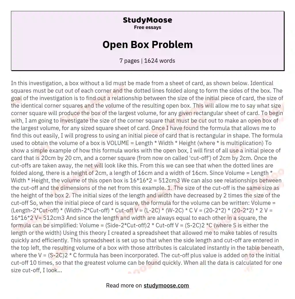 Open Box Problem essay
