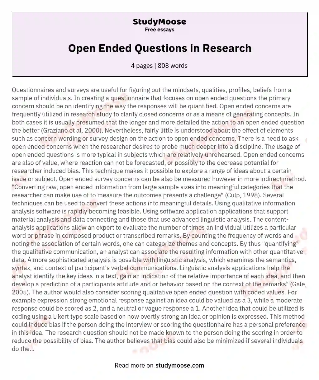 research question in an essay