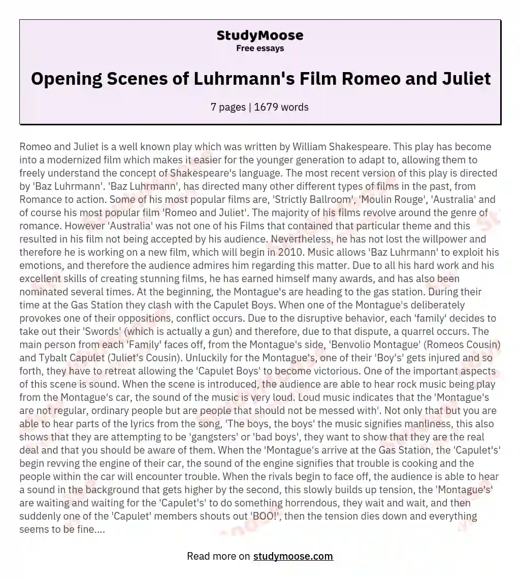 Opening Scenes of Luhrmann's Film Romeo and Juliet