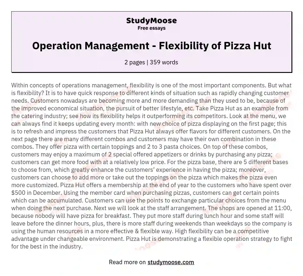 pizza hut conclusion