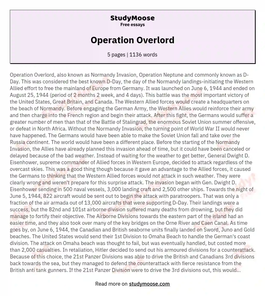 Operation Overlord essay