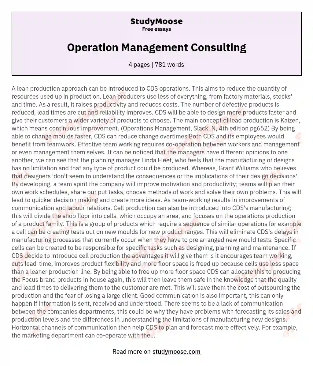 Operation Management Consulting