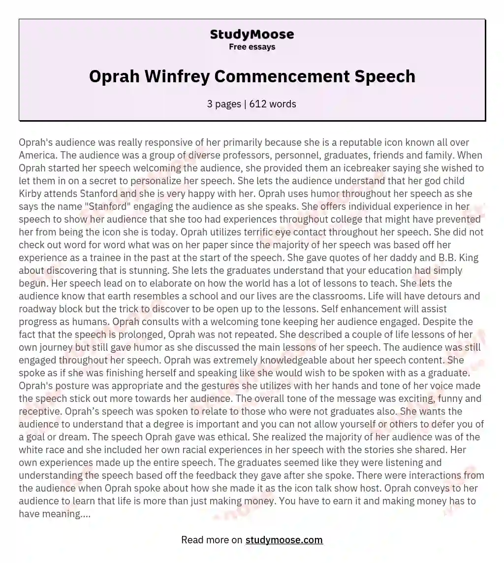 Oprah Winfrey Commencement Speech