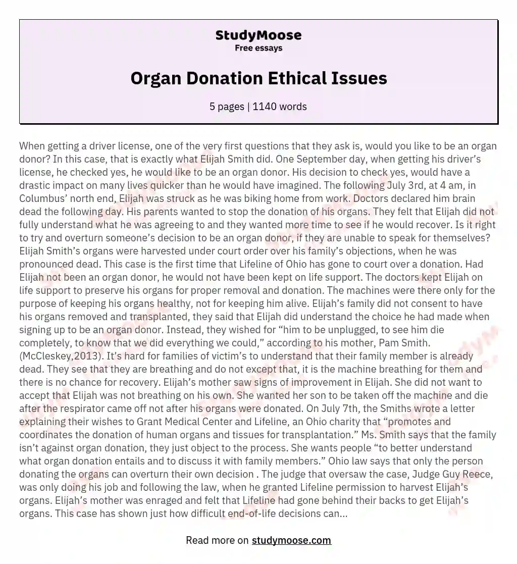 Organ Donation Ethical Issues
