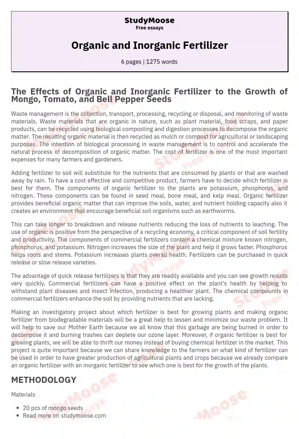 Organic and Inorganic Fertilizer essay