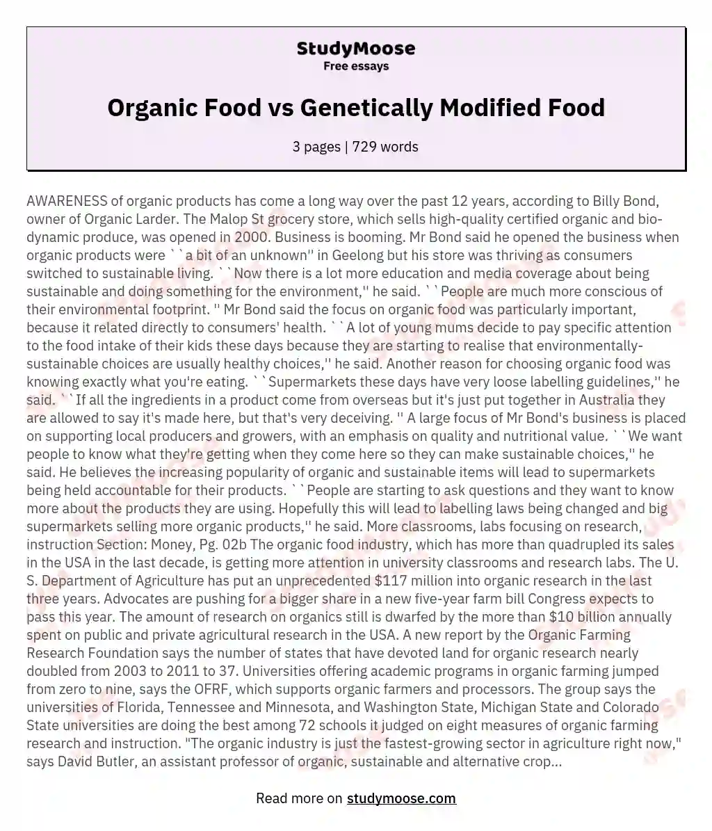 organic food vs genetically modified food essay