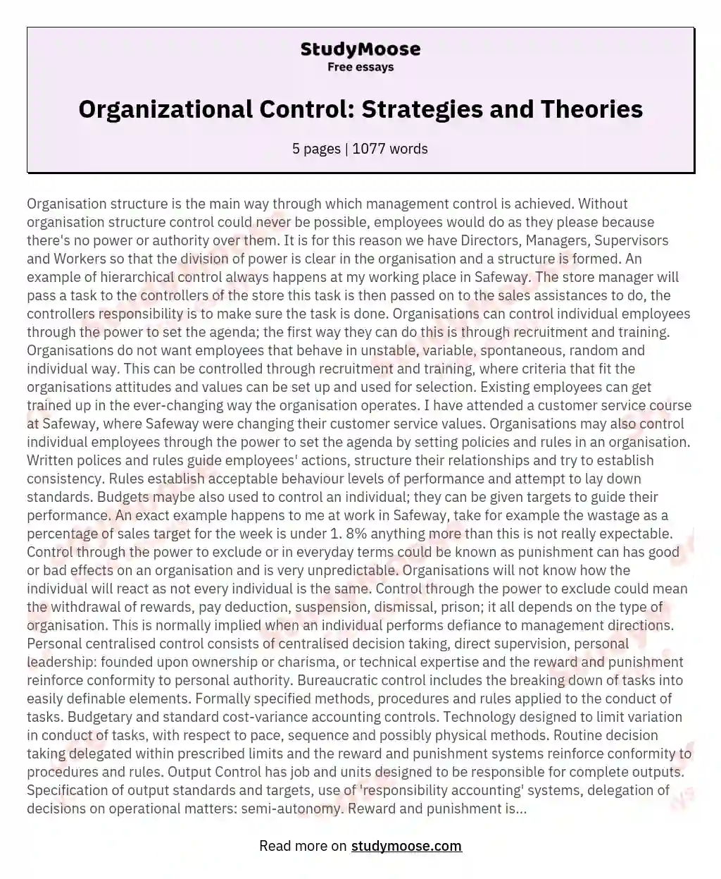 Organisation structure