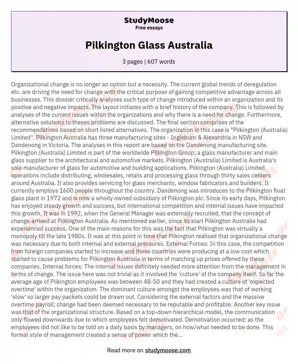 Pilkington Glass Australia
