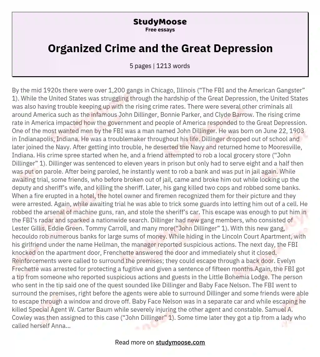 Organized Crime and the Great Depression essay