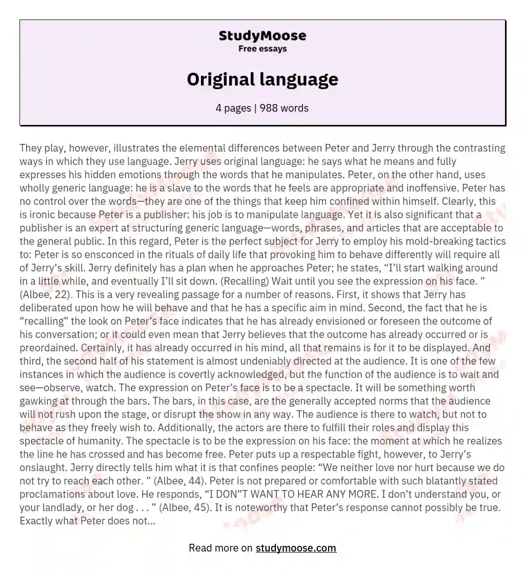 Original language essay