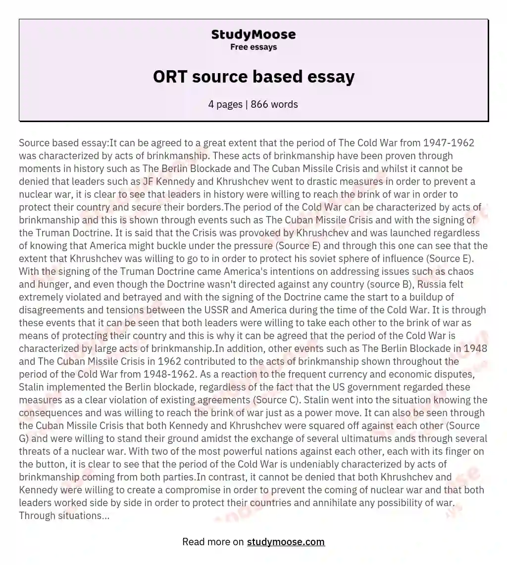 ORT source based essay essay