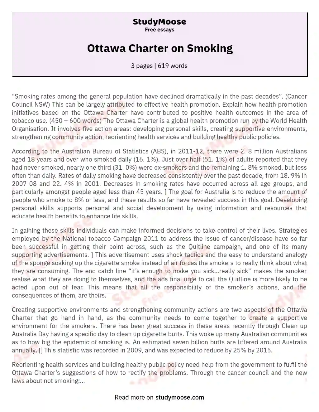 Ottawa Charter on Smoking essay